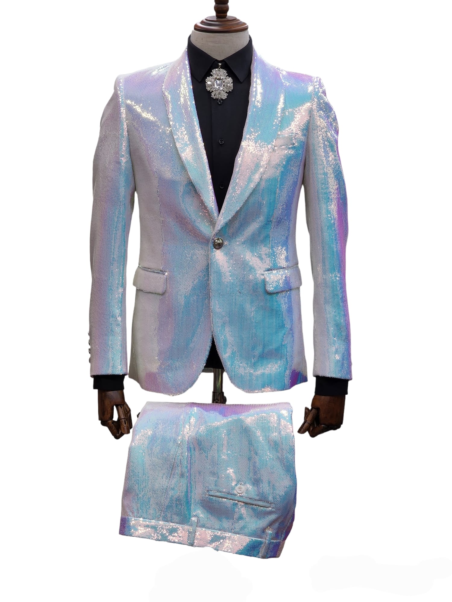 46R White high quality Iridescent Sequin Jacket