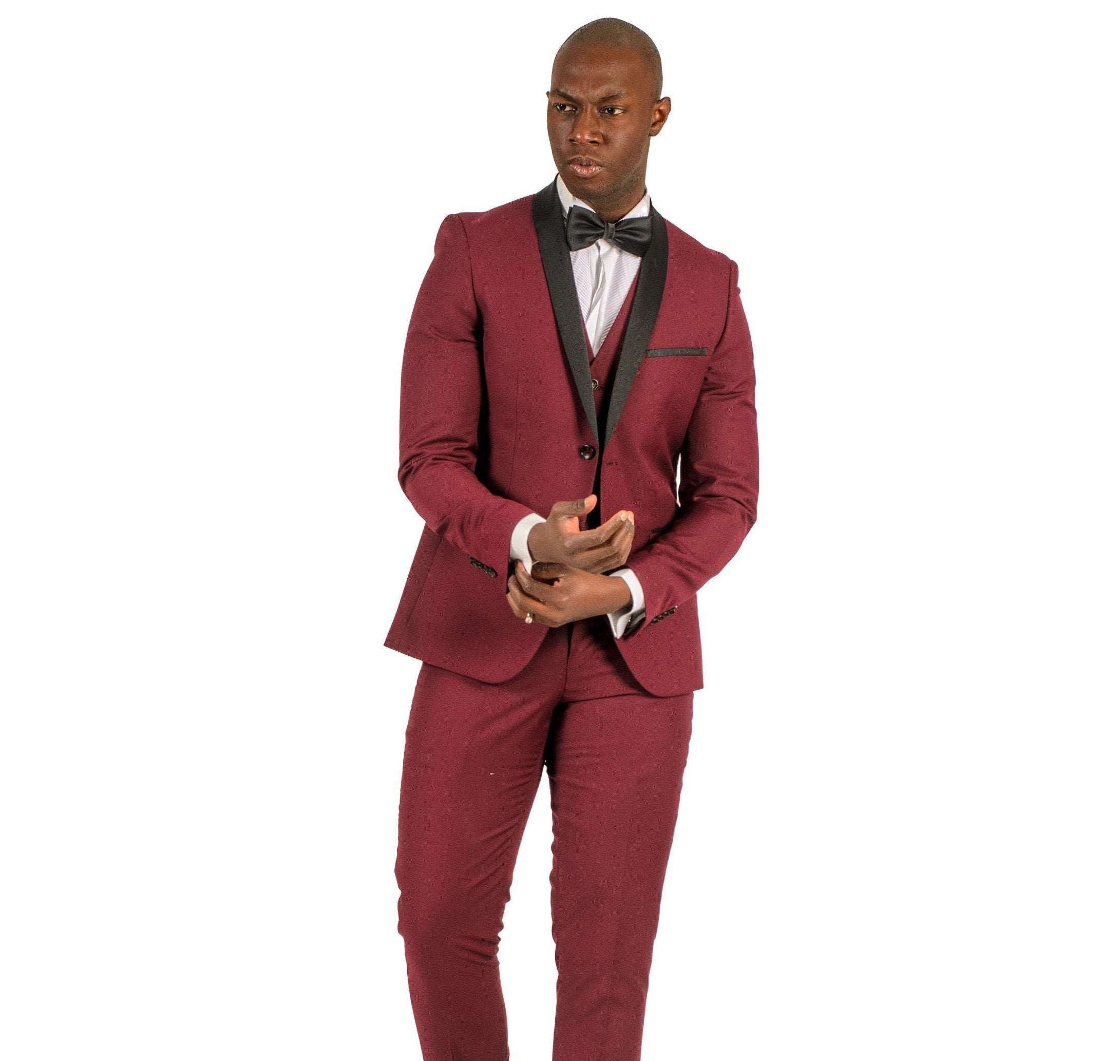 Burgundy hot sale skinny suit